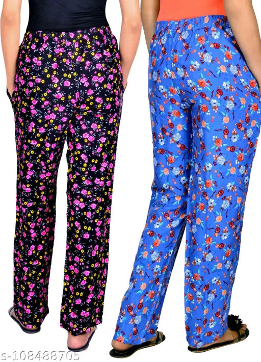 ANJIR Presents new Rayon printed combo pajama Night Pajama for Women, Night Dress, Ladies Printed Pyjama,–Soft RAYON Night Pants