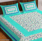 Rajasthani Printed Pure 100% Jaipuri Cotton King Size Double bedsheet With Pack Of 1 Bedsheet With 2 Pillow Cover