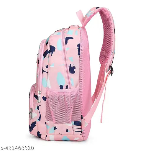 Cluci Pink Stylish Printed Comfortable Backpack For School And Institute For Girl & Women