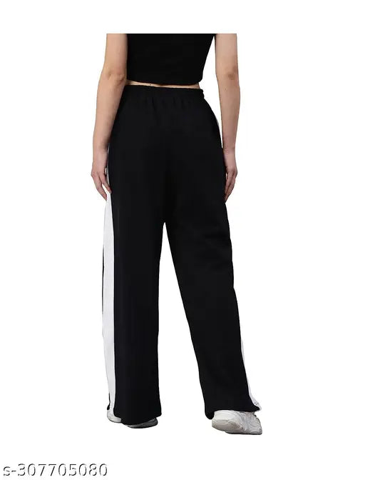 Striped Flared Black Trackpants