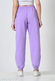 Women Woolen Fleece Black and Lavendar Combo Jogger Pant for Winter