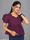 Flaired Wine Hakoba Cotton Top