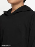 Boys Solid Hood Neck Full Sleeve Hoodies Tshirt Black