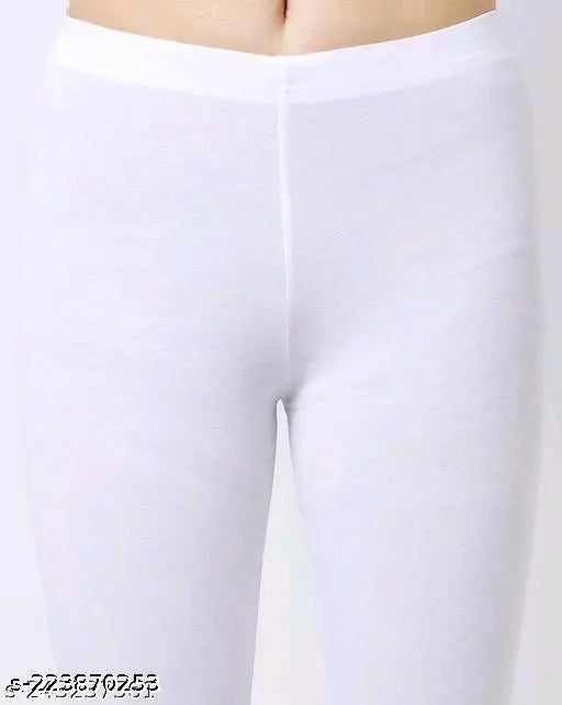 Minimus White Cotton Leggings /Ankle Leggings Bottom Wear for Women and Girls