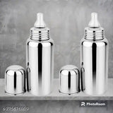 Baby Milk Feeding Bottle with Stainless-Steel 302 GRADE & Nipple Absolute Light Weight Leakage Proof Easy Clean Design - 250 ML ( Pack of 2 )