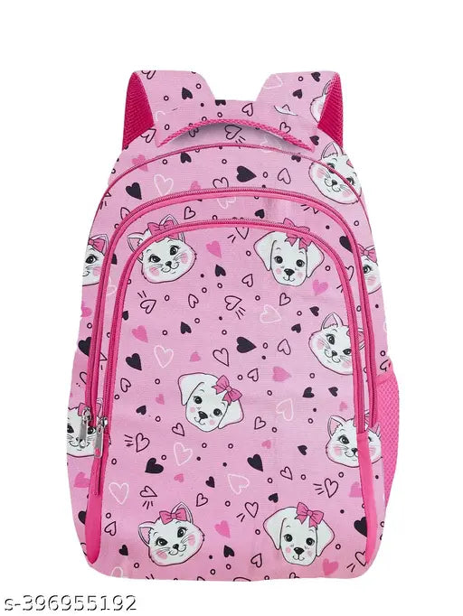 Frantic Polyester 26 L School Backpack With Pencil School Bag Class 1 to 8 Daypack (RR_Pink_Cat_Dog_2024_A)