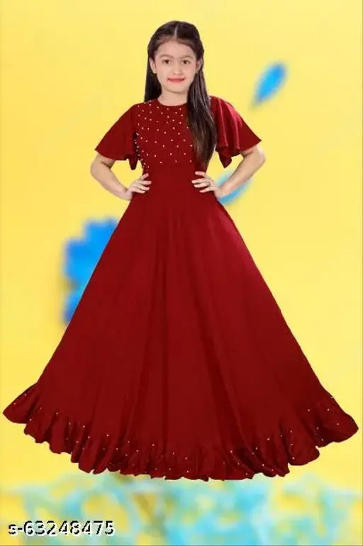 KID JALAR MAROON DRESS FOR GILRS