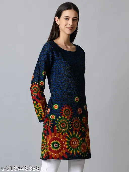 Solzeiq Women Printed Wool A-line Kurta