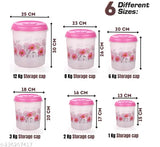 Plastic Kitchen Storage Container Set of 6 Pieces(1Kg/2Kg/3Kg/6Kg/8Kg/12Kg) (Pink)