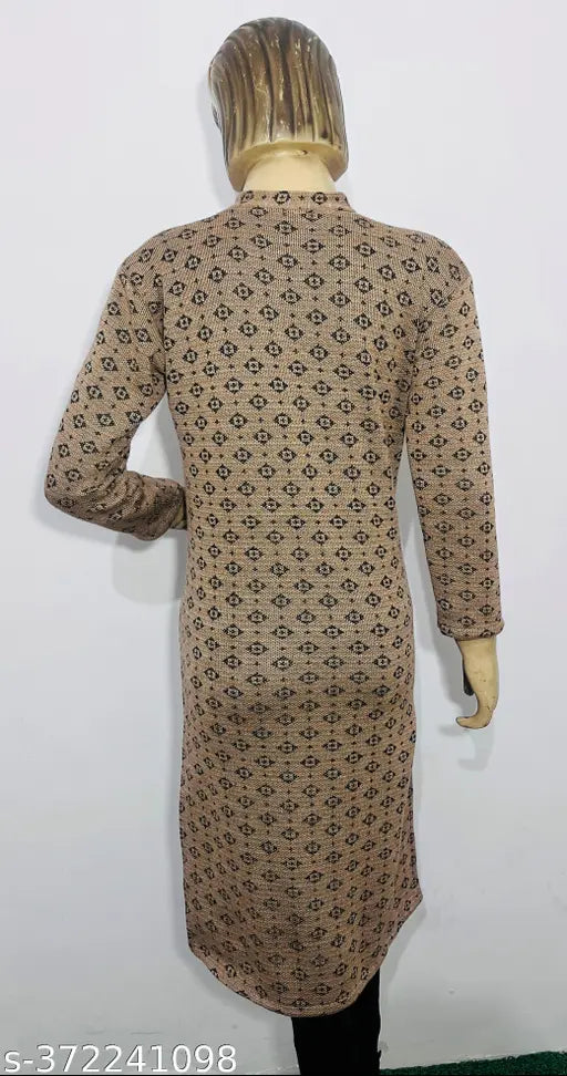 ladies woolen kurti for winter BROWN FLOWER