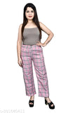 Latest Feminine Women Trouser & Pants Check Pants Check Trouser Pack of 1 Baby Pink