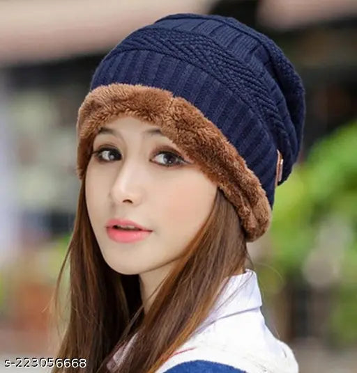 Piftif Soft Windproof Woolen Winter Cap for Men and Women/Woolen caps pack of 1.