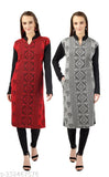 BLUSHH COLLECTION Women's Ethnic Motif A-line Mandarin Grey Kurtis & Kurtas