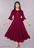 Ultra Fashion Women's Solid Flared Kurti (Maroon)