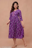 Purple printed anarkli kurta for women