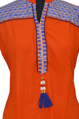 Women's Rayon Kurtis (Orange, XXL) - GillKart