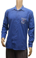 Mens Cotton Casual Men Shirts (Blue, L) - GillKart