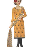 Womens Cotton Regular Unstitched Salwar-Suit Material With Dupatta (Yellow, 2 mtr) - GillKart