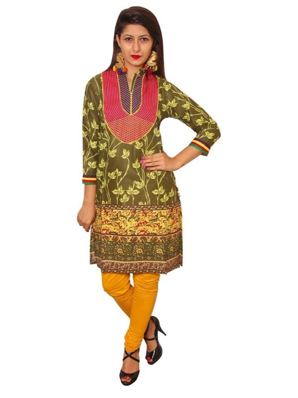 Women's Cotton Kurtis (Green, XL) - GillKart