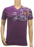 Mens Hosiery Mix Printed Men Tshirts (Violet, S) - GillKart