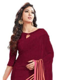 Womens Geogrette Saree with Blouse Digital Printed Saree (Maroon, 6.25 Mtr) - GillKart