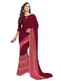 Womens Geogrette Saree with Blouse Digital Printed Saree (Maroon, 6.25 Mtr) - GillKart