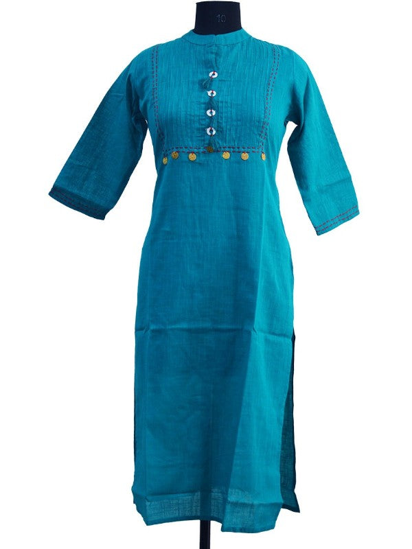 Women's Cotton Kurtis (Blue, M) - GillKart