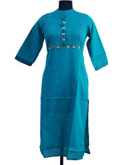 Women's Cotton Kurtis (Blue, M) - GillKart