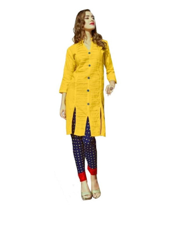 Women's Cotton Kurtis (Yellow, L) - GillKart