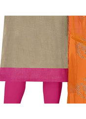Women's Modal Silk Unstitched Salwar-Suit Material With Dupatta (Beige, 2 Mtr) - GillKart