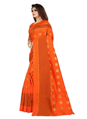 Women's Art Silk Saree with Blouse (Orange,5-6 mtrs) - GillKart