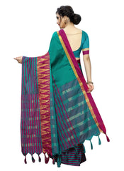 Women's Polyster Cotton Saree with Blouse (RamaPink,5-6 mtrs) - GillKart
