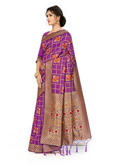 Women's Banarasi Silk Saree (Purple, 5-6mtrs) - GillKart