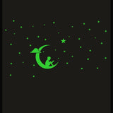 Green Galaxy Of Stars With Moon Radium Wall Sticker - GillKart