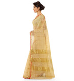 Women's Kota Doria Cotton Saree With Blouse (Chikoo,6-3 Mtrs) - GillKart