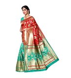 Women's Jacquard Silk Saree With Blouse (Green,6-3 Mtrs) - GillKart