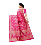 Women's Jacquard Silk Saree With Blouse (Pink,6-3 Mtrs) - GillKart