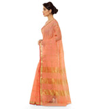 Women's Kota Doria Cotton Saree With Blouse (Peach,6-3 Mtrs) - GillKart