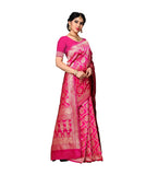 Women's Jacquard Silk Saree With Blouse (Pink,6-3 Mtrs) - GillKart