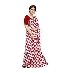 Women's Georgette Saree(W.Red,5-6 Mtrs) - GillKart