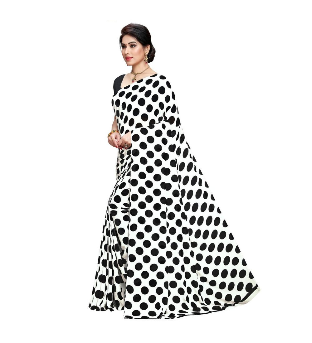 Women's Georgette Saree(W.Black,5-6 Mtrs) - GillKart