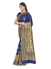 Women's Banarasi Silk Saree (Navy Blue,5-6 Mtrs) - GillKart