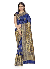 Women's Banarasi Silk Saree (Navy Blue,5-6 Mtrs) - GillKart