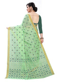 Women's Cotton Blend Saree(Parrot Green ,5-6Mtrs) - GillKart