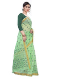 Women's Cotton Blend Saree(Parrot Green ,5-6Mtrs) - GillKart