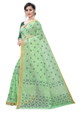 Women's Cotton Blend Saree(Parrot Green ,5-6Mtrs) - GillKart