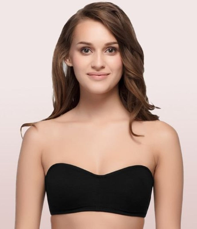 Enamor Women'S Perfect Shaping Cotton Strapless Brassiere (Model: A019, Color: Black, Material: Cotton) - GillKart