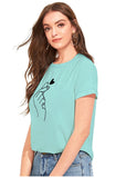 Women's Cotton Western Wear T-Shirt (Green) - GillKart