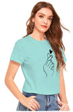 Women's Cotton Western Wear T-Shirt (Green) - GillKart