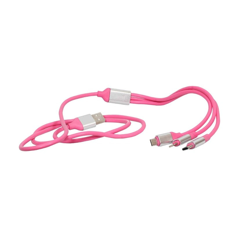 Pack Of_2 Colorful Multi Charger Cable 3 In 1 Cable Sp_32 (Color: Assorted) - GillKart